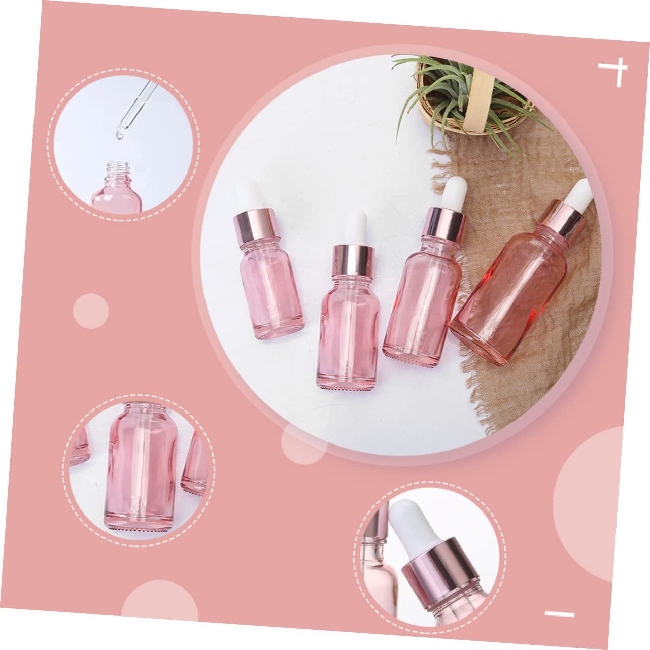 Flaconi Contagocce Vuoti Portatili 30ml in Vetro Rosa 30 Pezzi