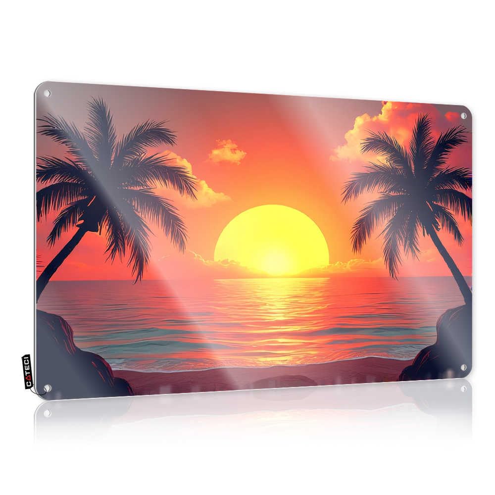 IBWNBBUSN Funny Saying Tin Signs Sunset Palm Trees Ocean Horizon Tin Sign Small Sign Tin Funny Vintage Sign(30X40CM)