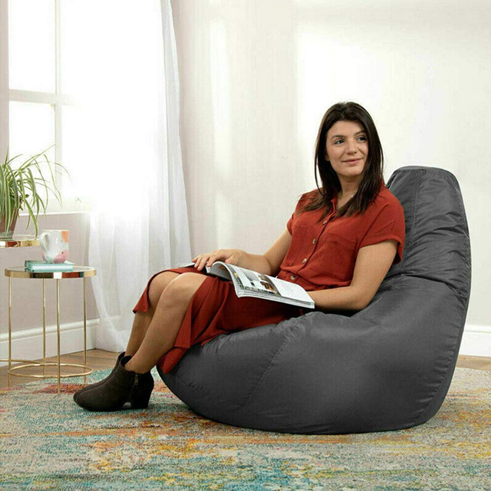STTC Sitzsack Abdeckung aus Wasserdicht Oxford, Outdoorer Sitzsack Bezug Wechselbezug für birnenförmigen Sitzsack, Ohne Füllstoff,Dark Gray,85 * 115cm
