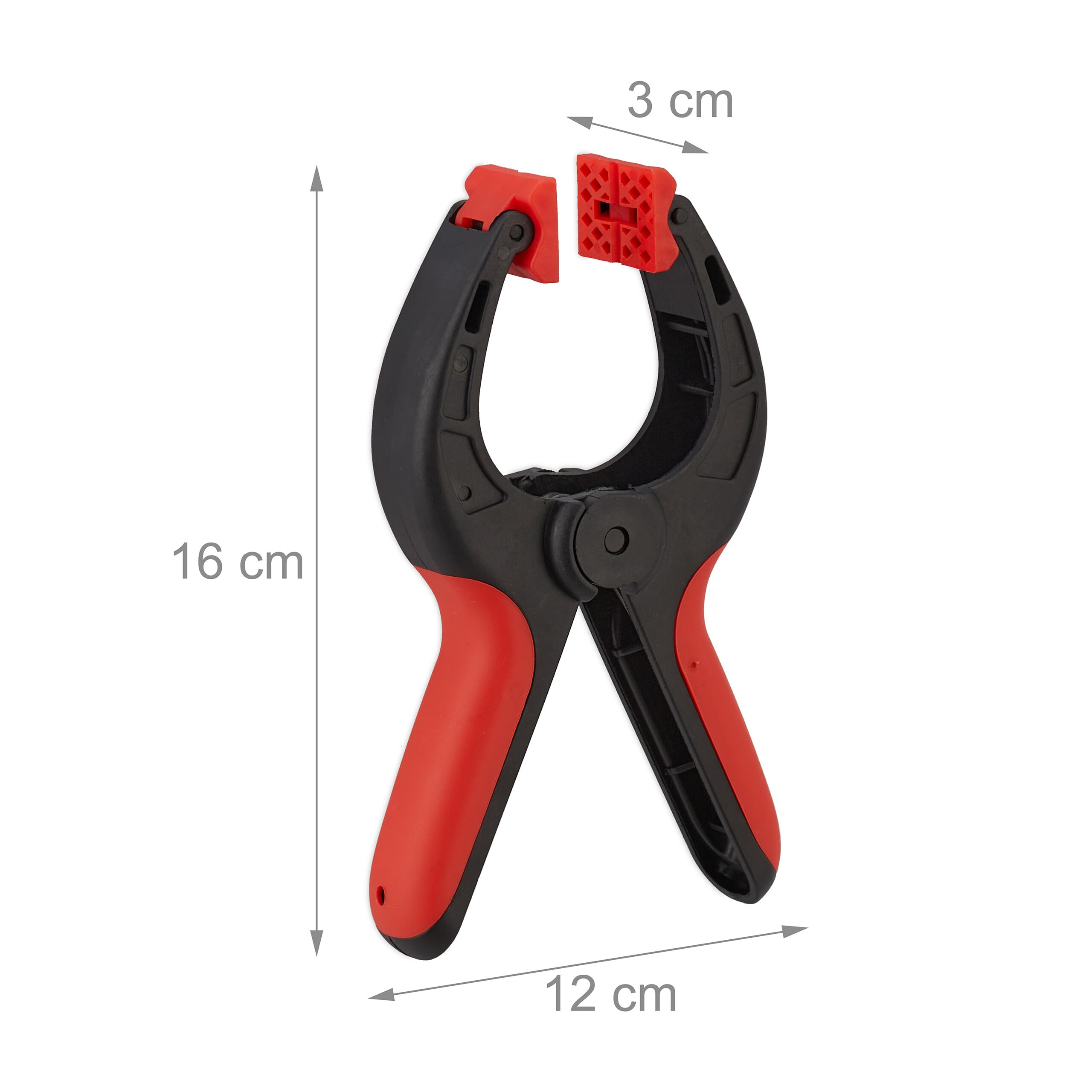 Relaxdays Lot de 8 Pinces de Serrage, écartement 7 cm, Force de Serrage 13 kg, antidérapantes, pivotantes, Noir - Rouge