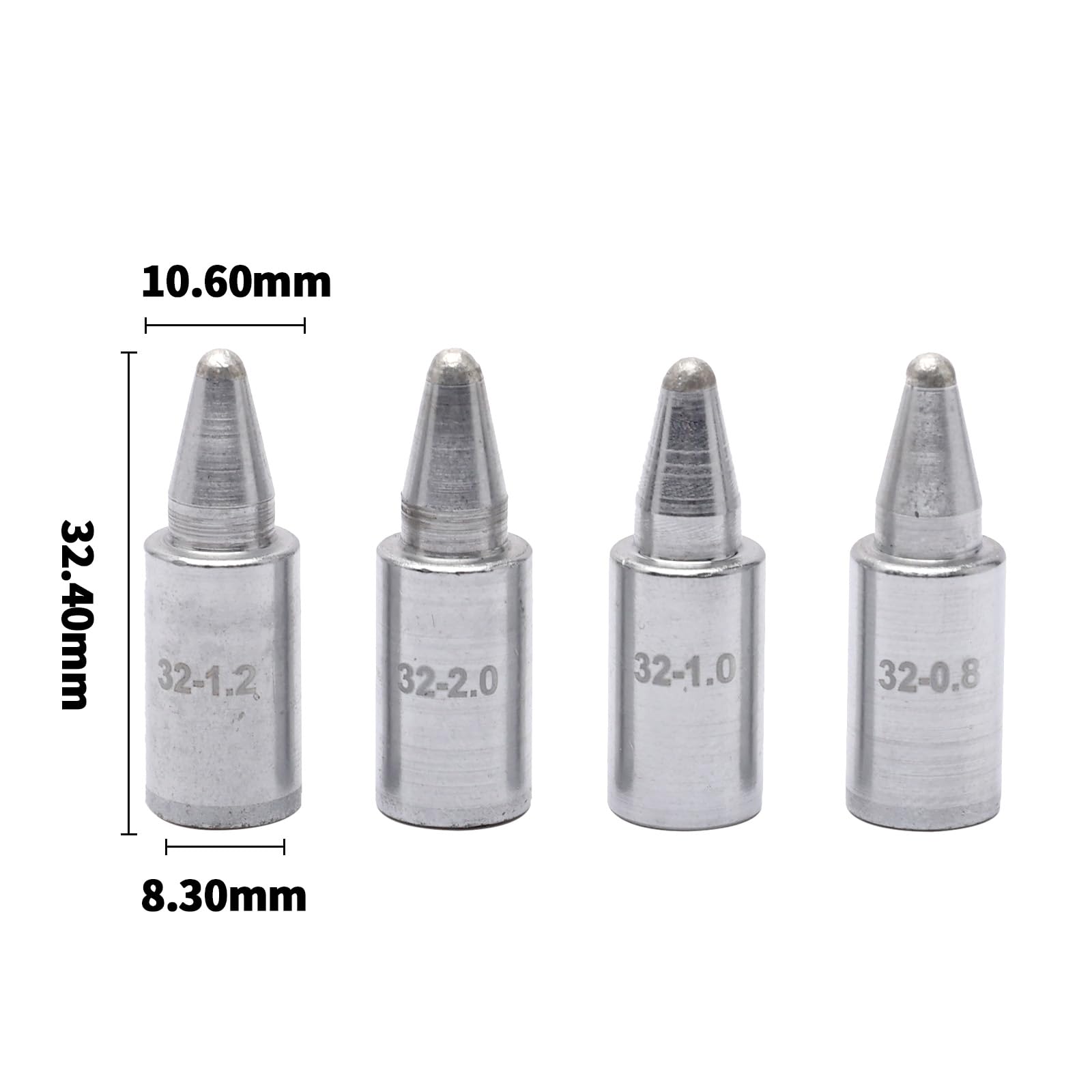 YIHUA #948DN Set di 4 testine dissaldanti (0,8 mm, 1,0 mm, 1,2 mm, 2,0 mm) solo per YIHUA 948D-III 948D-I stazione dissaldante, tipo a lungo termine, per il modello UE.