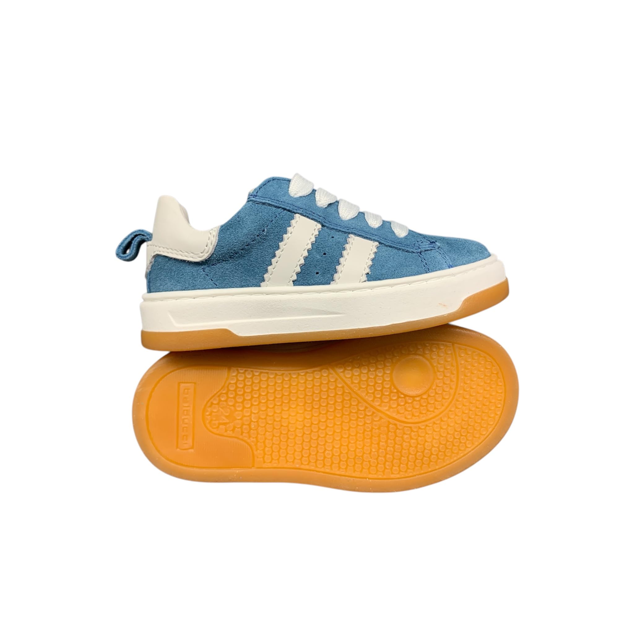 Balducci Sneakers Scarpe per Bambini, Suede Azzurro e Bianco,Lacci e Zip Laterale, Plantare Fisiologico Numeri dal 24 al 30