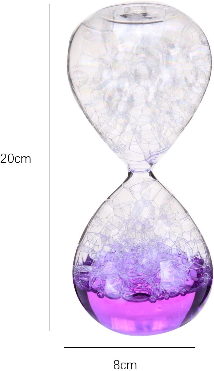 Bubble Liquid Glass Hourglass Timer, Time Hourglass Table Decoration, purple