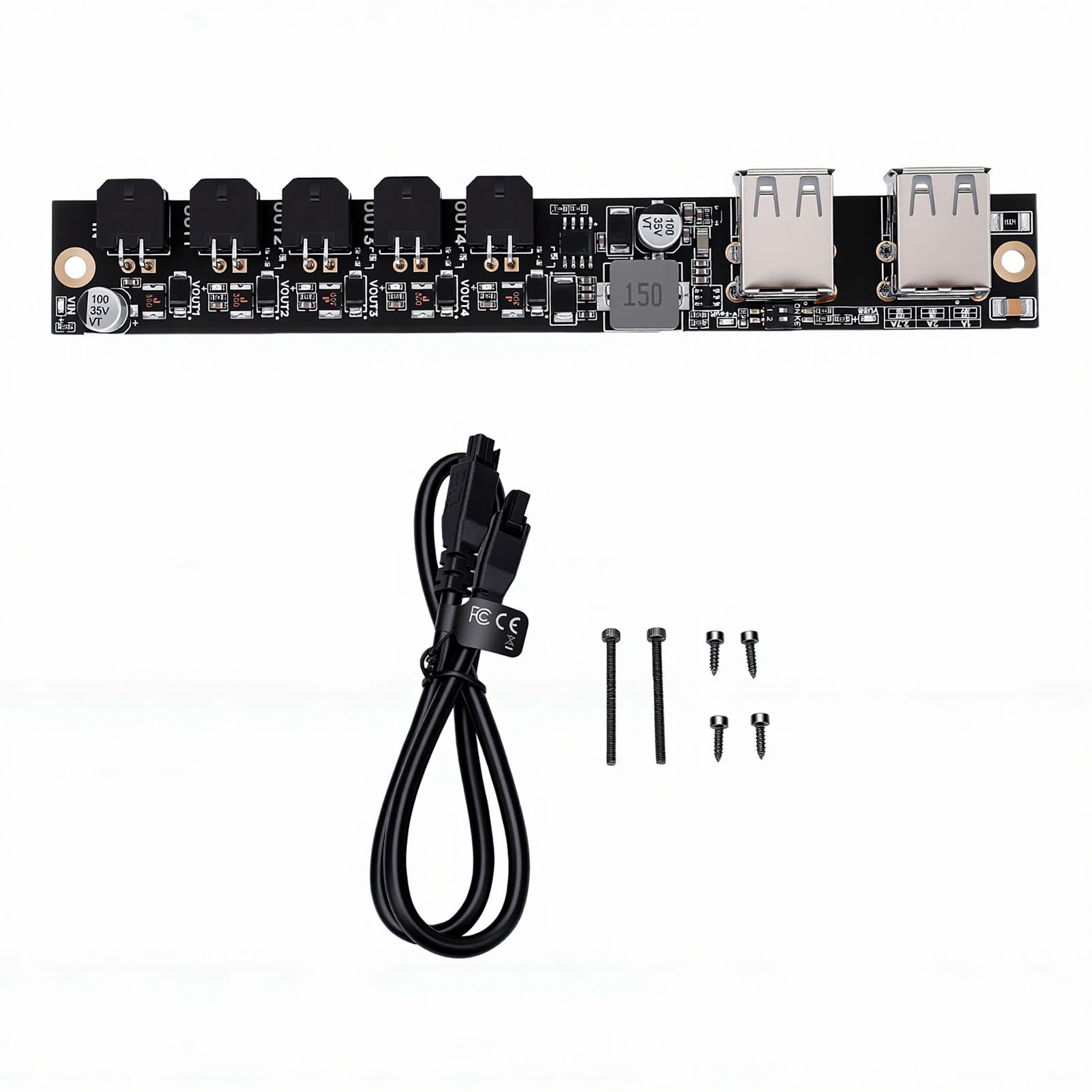 Jeffergarden Karta rozszerzeń Zasilania Drukarki 3D, Zamiennik o | Materiał PCB, 4 Porty USB A z Zabezpieczeniem Nadprądowym, 4 Złącza MX3.0 2x2Pin, kompatybilność z AMS, Konstrukcja