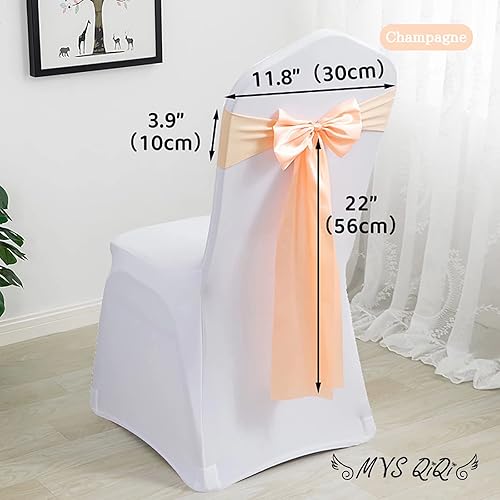 Miniatura 2 de Paquete de 100 bandas de elastano para sillas de satén para sillas, cintas, lazos, bandas elásticas para sillas para bodas, fiestas, eventos,