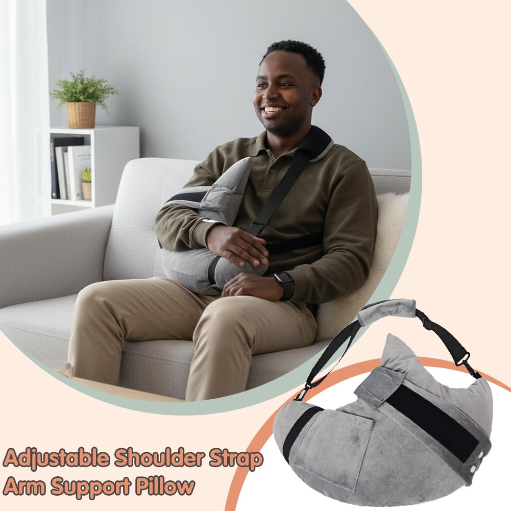 RANJIMA Coussin d'épaule après chirurgie avec poche pour bras, manchettes de rotateurs pour dormir, coussin orthopédique pour dormir sur le côté et le dos, coussin de soulagement des épaules
