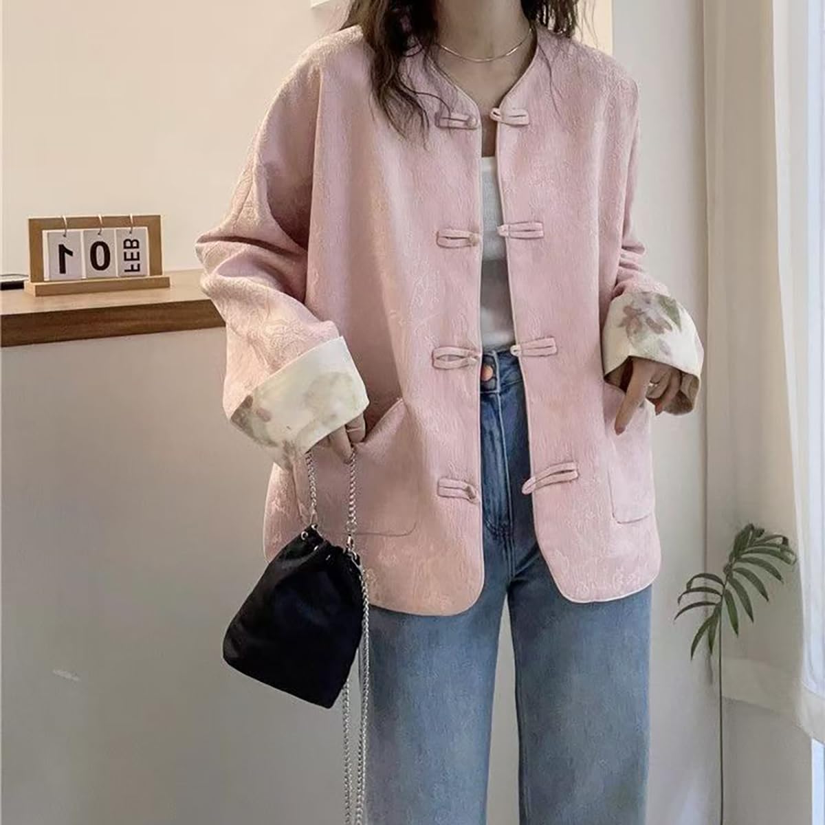 NCDUANSAN Chinese button up suit, retro embroidered style top, women's temperament spring and autumn standing collar jacket - Image 5