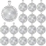 32 Pieces Rhinestone Bezel Pendant Trays Blanks Cabochon Pendant Setting DIY Trays for Crafts...