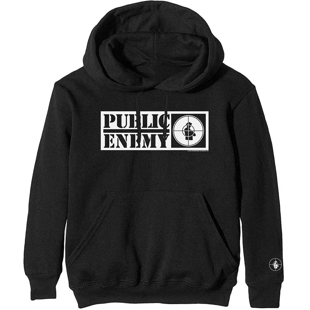 Public Enemy Hoodie Crosshairs Logo Official Unisex Black Pullover L