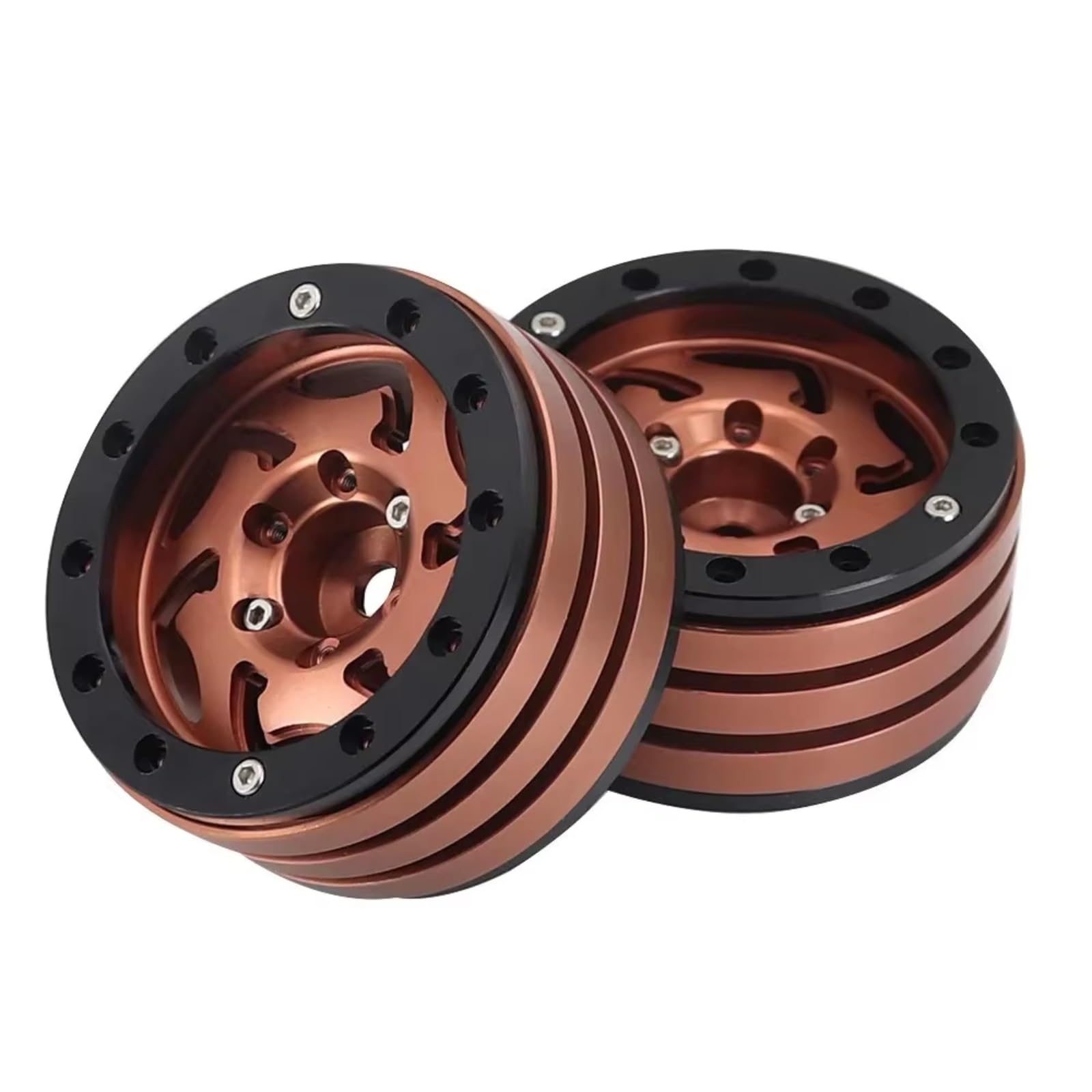 Piezas Orugas RC para Axial para SCX10 para Traxxas para TRX4 para TRX6 D90 1/10 RC Piezas Actualización Coche 4Uds Llanta Rueda con Abalorios 1,9Pulgadas Diseño Agujero Tornado(Coffee)