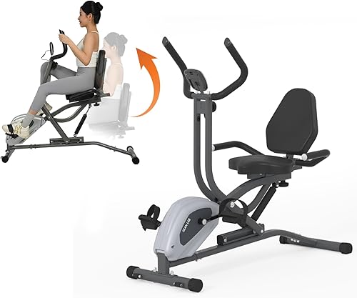 Seanleecore Bicicleta estática 2 en 1 y asistencia en sentadillas y resistencia magnética, bicicleta estacionaria de conducción silenciosa,