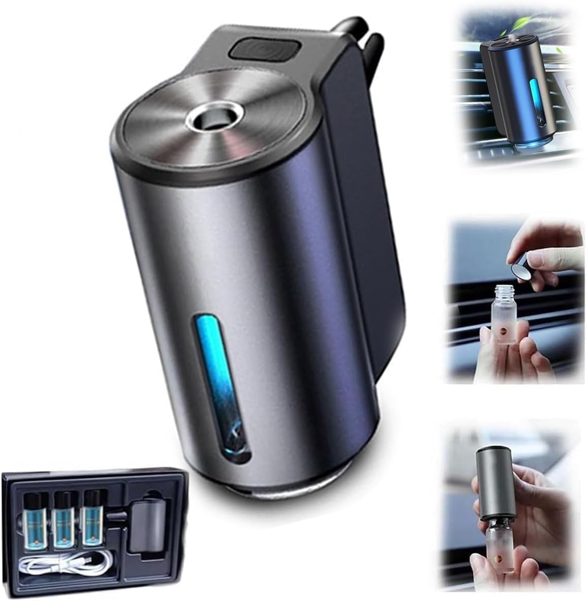 Inteligentny Dyfuzor Olejków Eterycznych USB Nano Atomizacja Aromaterapia Samochodowy Nawilżacz z 3 Światłami