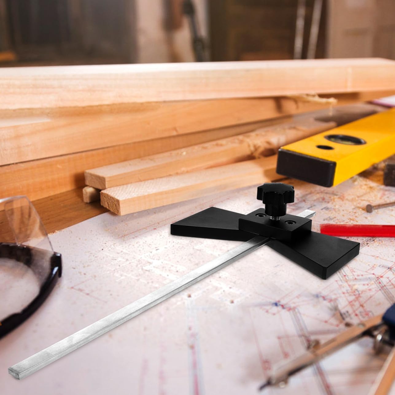 Center Finding Scriber Woodworking Gauge with Precision Marking Ruler for Accurate Center Positioning and Crafting Layout Tool