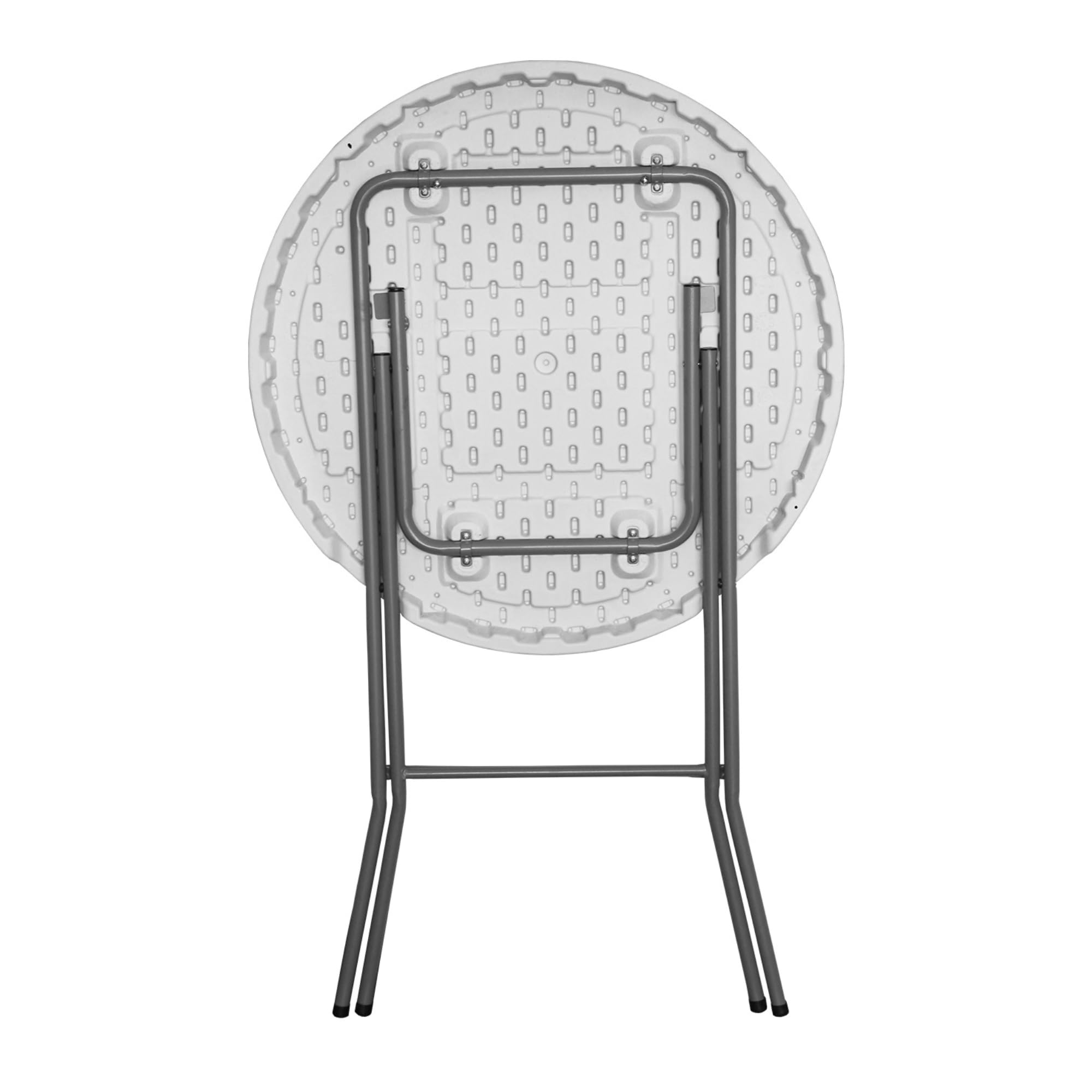 Pack 2 Mesas Altas de Cóctel 80 cm Redonda Plegable - Altura 110 cm - Tablero HDPE Blanco - Estructura Acero 22 mm - Recepciones Ferias Hostelería - Mesa de Bar Interior Exterior
