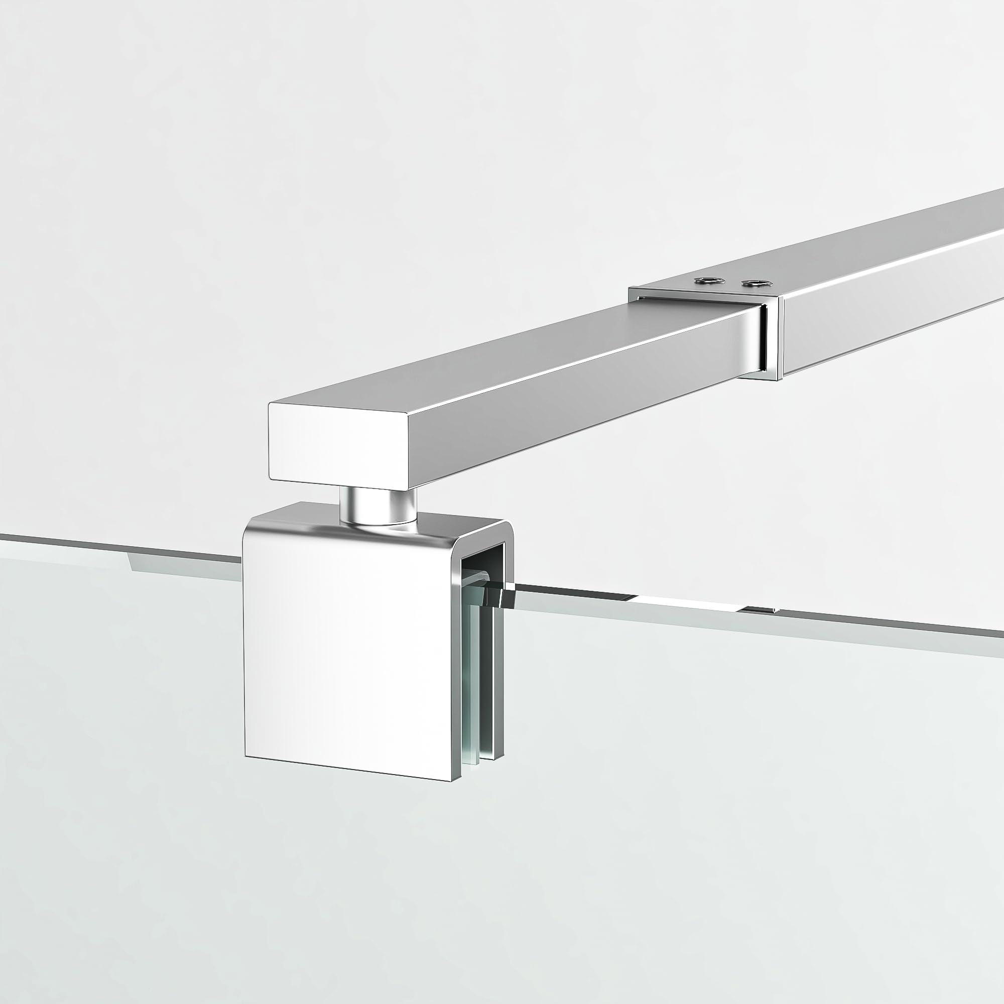 Asta di stabilizzazione, asta telescopica regolabile, 73 – 123 cm, utilizzata per la parete della doccia, in vetro, spessore del vetro: 8 mm – 10 mm, asta di supporto quadrata, colore argento