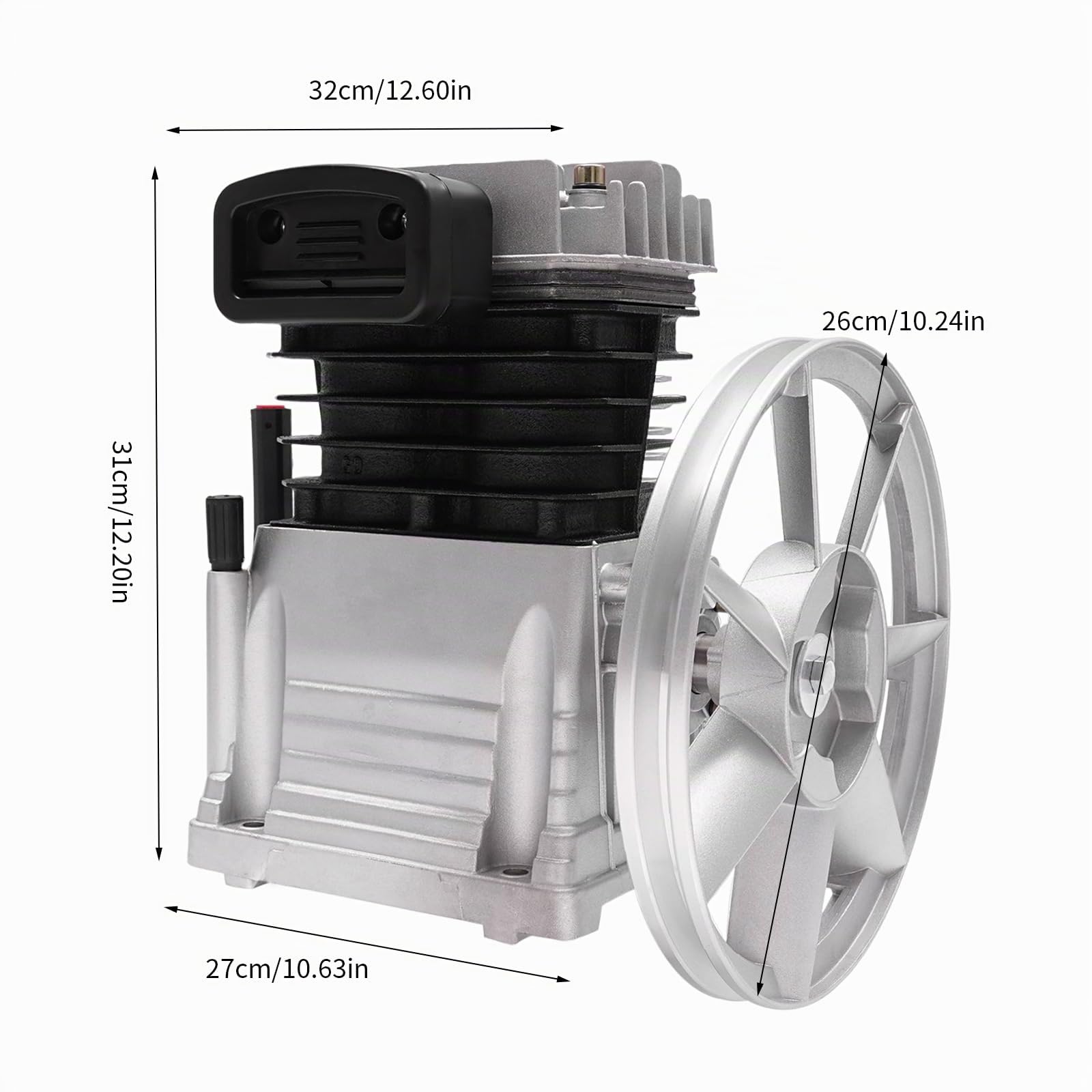 10 bar 3HP cabezal de bomba de compresor de aire de hierro y aluminio, compresor de aire de 2 cilindros cabezal de bomba de compresor de aire unidad de compresor, herramienta de compresor de pistón