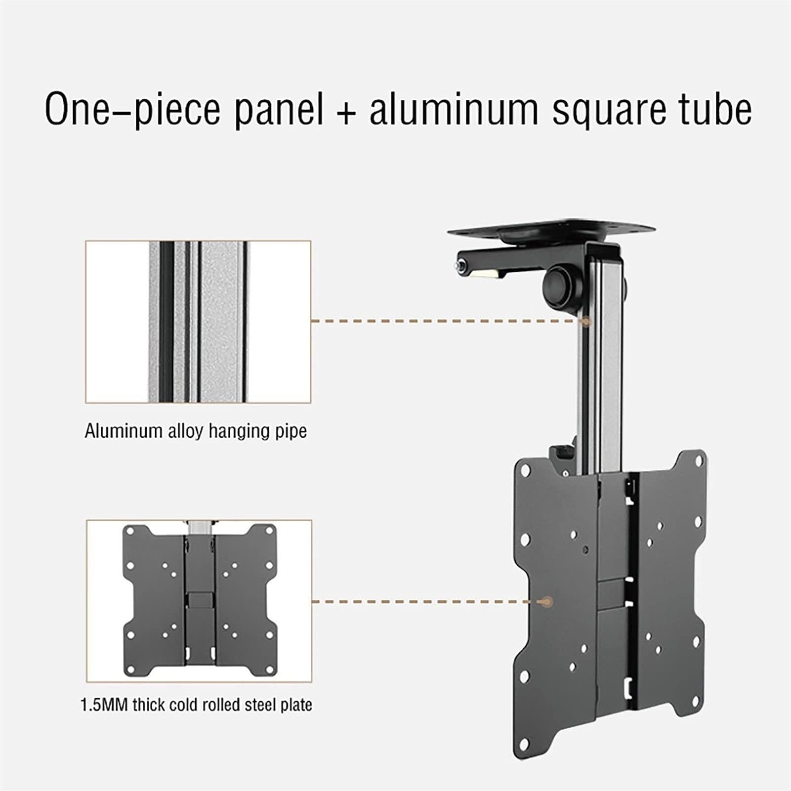 Supporto TV da Soffitto per Veicoli – Staffa di Supporto TV da Soffitto Inclinabile E Regolabile, Staffa per TV/Monitor Ribaltabile 0-90°, Rotazione Sinistra/Destra ±30°