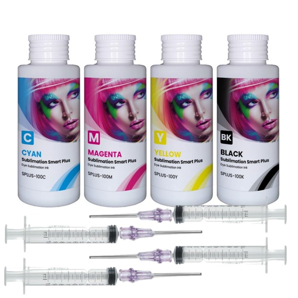 Tinta de sublimación 100 ml con jeringas para Cartuchos Recargables Smart Plus 4 Botellas (CMYK)