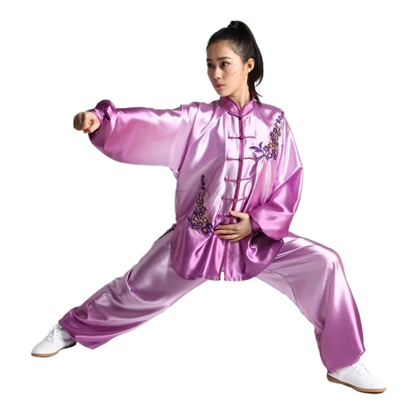 Kimono Jiu Jitsu Ropa de Ejercicio matutino, Traje Deportivo de Tai Chi Bordado, Traje de Rendimiento for Hombres, Conjuntos de Artes Marciales for Mujeres(Purple,XXL)