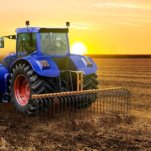 Image of YITAMOTOR 72 inch Tow Behind Landscape Rake, 3 Point Pine Straw Rake for CAT 1