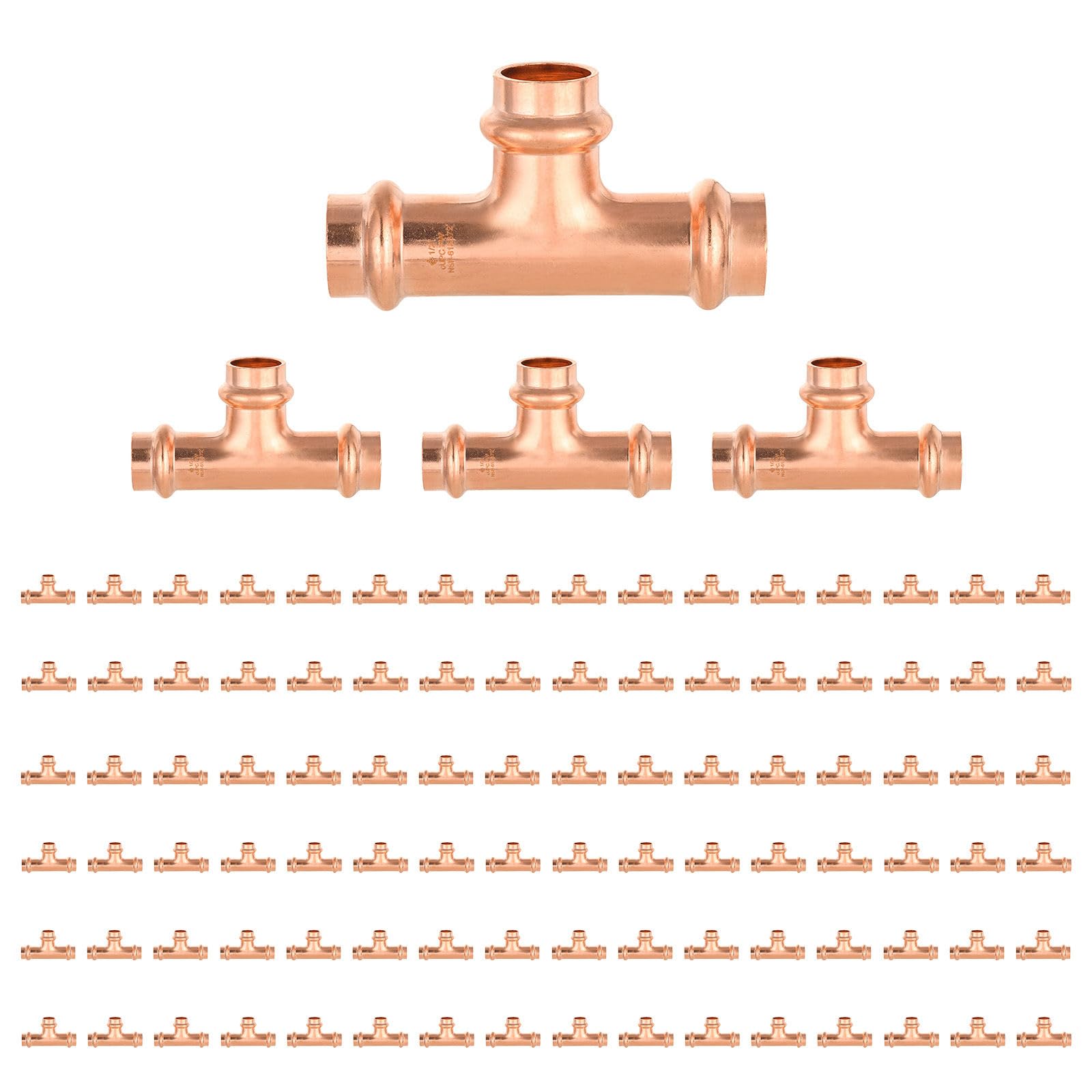 Paquete de 100 Conectores en T de Cobre, de 1/2 Pulgada P x P x, Conector de derivación en T de Tres vías para líneas de distribución de Agua.