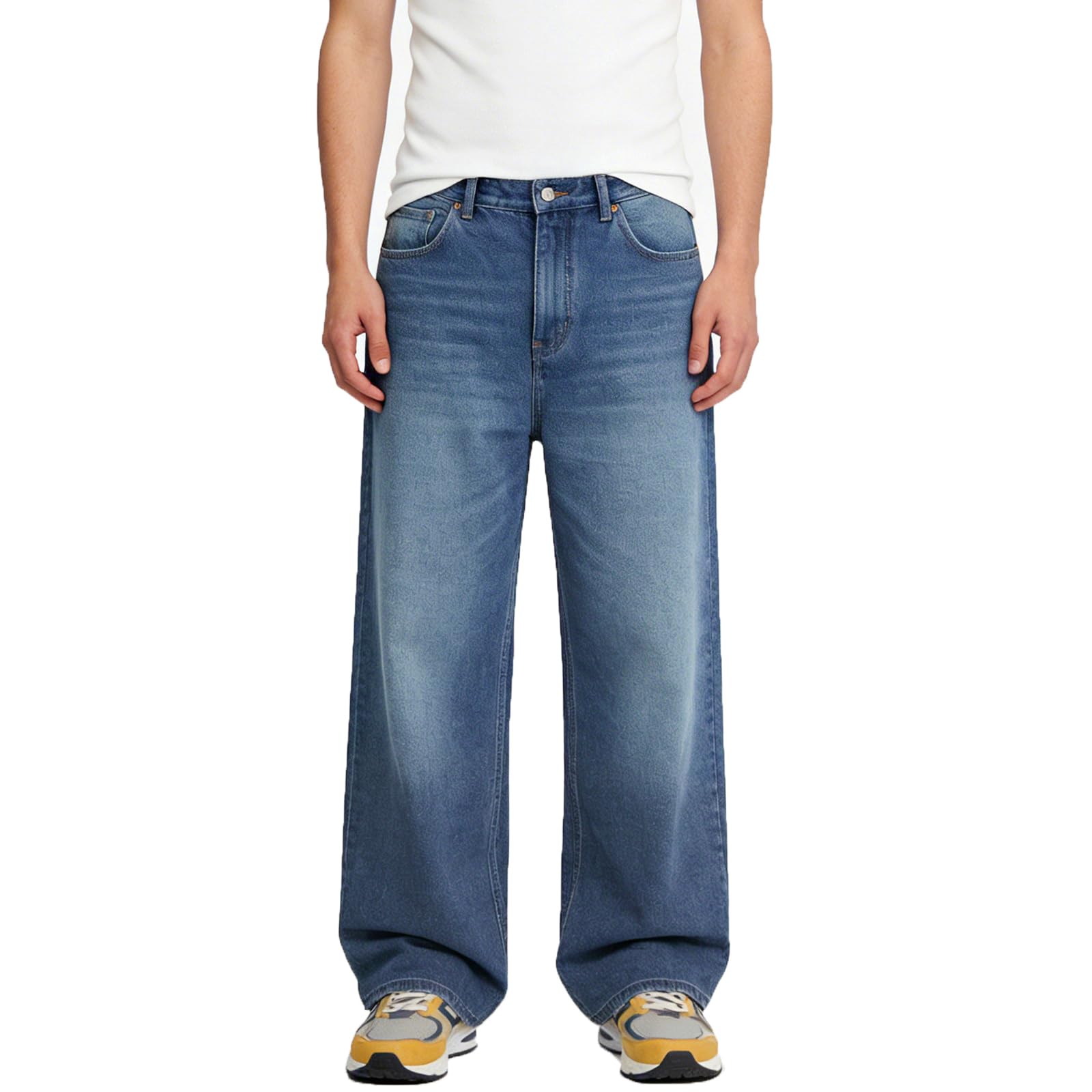 LZLER Baggy Jeans Herren Y2K Hip Hop Wide Leg Denim Pants Casual Loose Fit Streetwear Jeans Hose