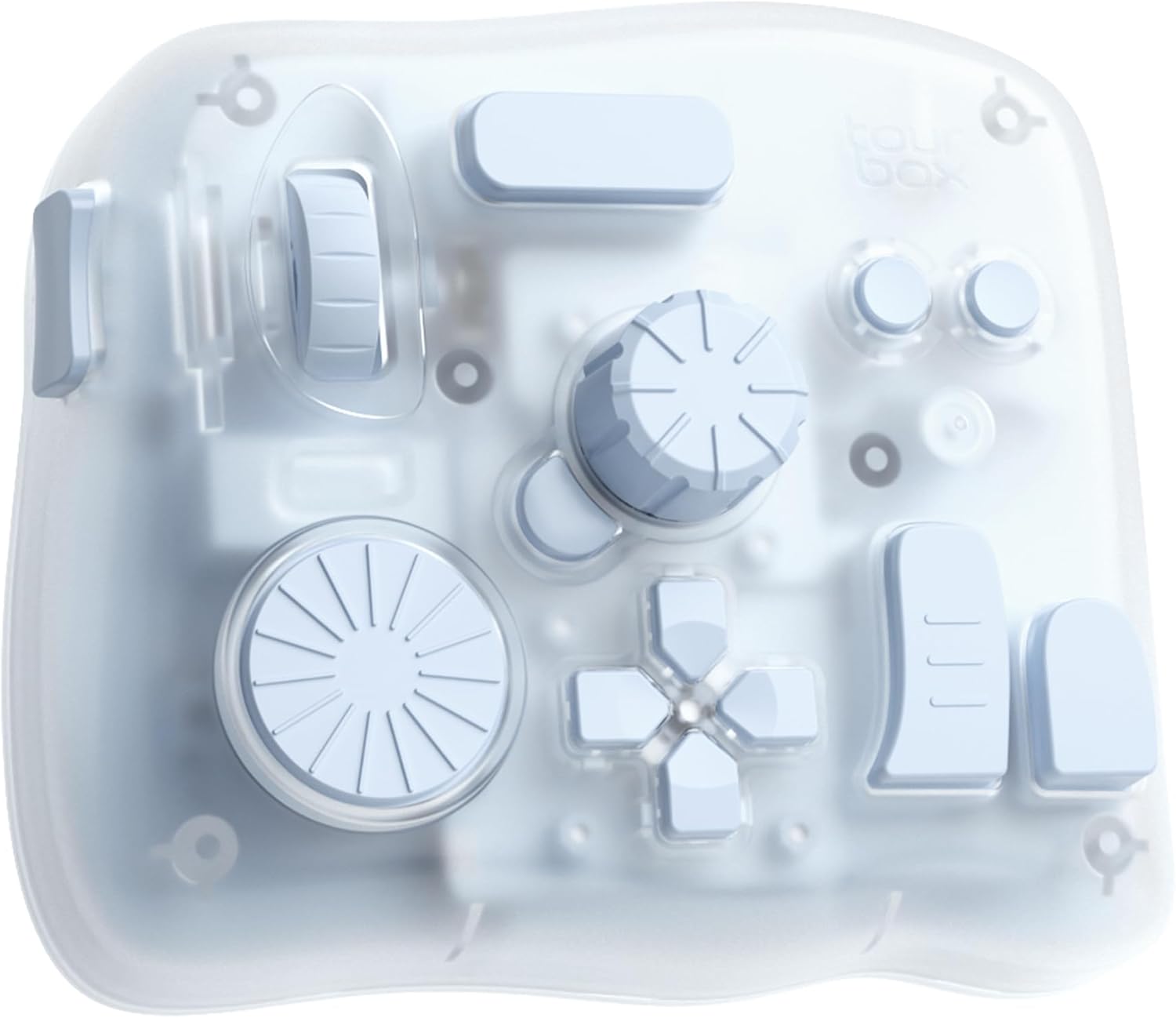 TOUR BOX Elite Plus All-in-Creative Console, Bluetooth Programmable Keyboard Controller for Photo & Video Editing, Color Grading, Illustration, Works with Procreate, Adobe, Davinci (Glacier Blue)