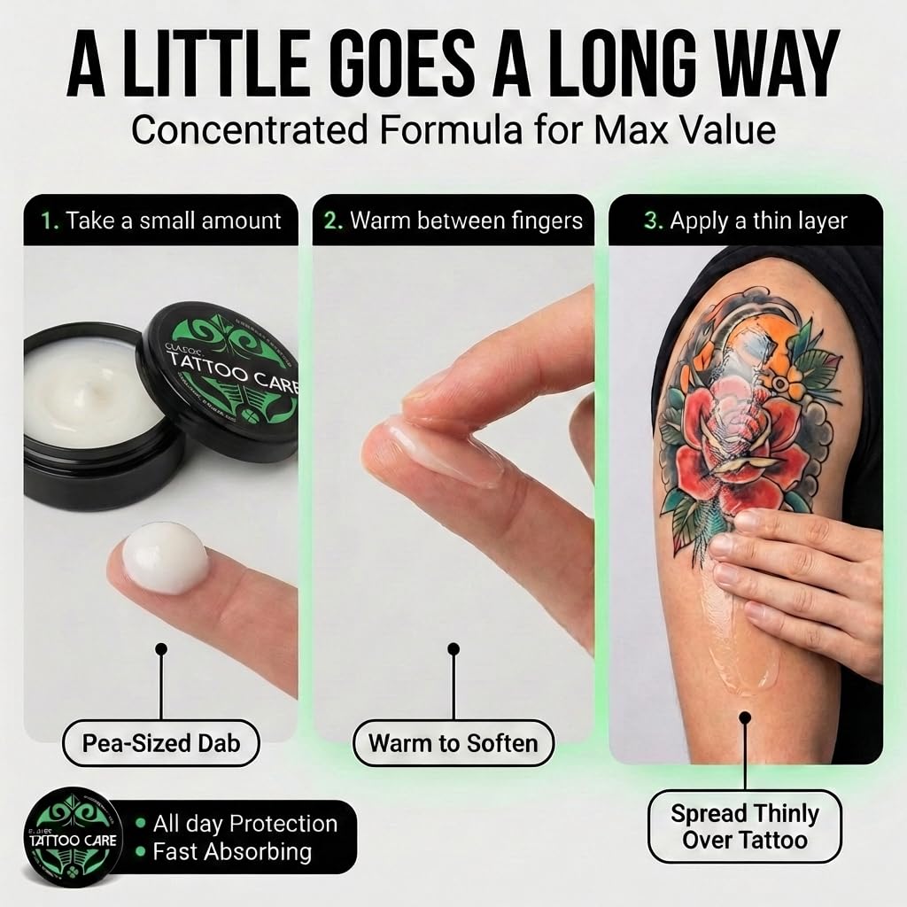 Tattoo Care Classic krem do tatuażu, 3 x 35 g, bezzapachowy, pielęgnacja po zabiegu i ochrona skóry - do nowych i starych tatuaży - głębokie nawilżenie, wzmacnia kolory i zachowuje atrament