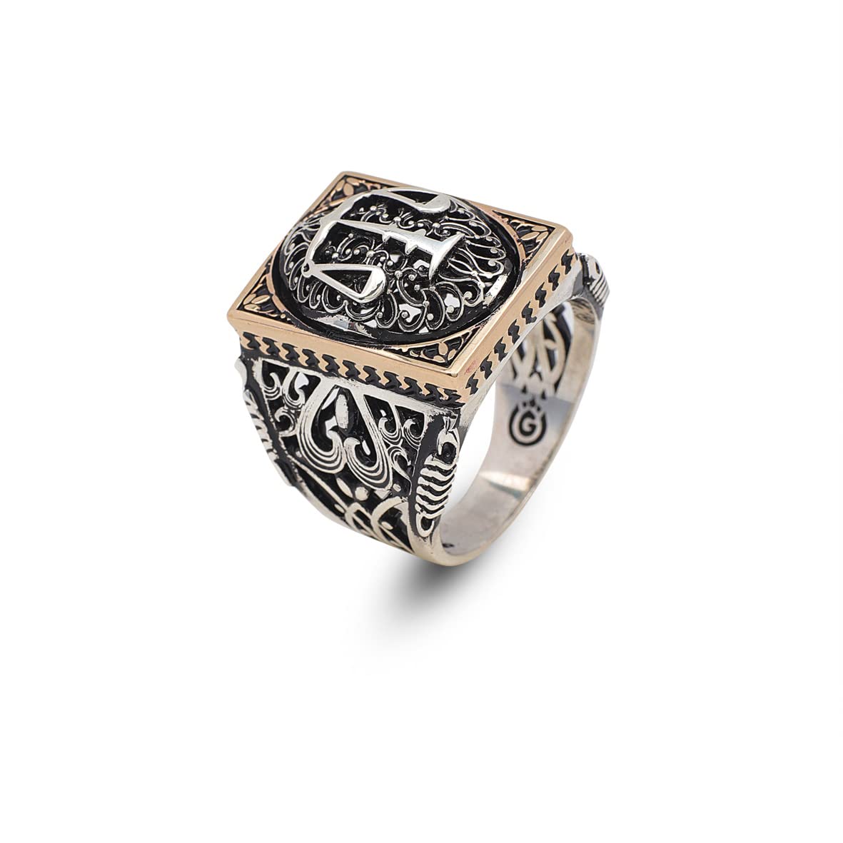 Anello Libra in Argento 925 per Uomo – Stile Vintage, Inciso a Mano, Lucido – Anello con Sigillo per Avvocato con Panno per la Pulizia dell’Argento Adeau (35)