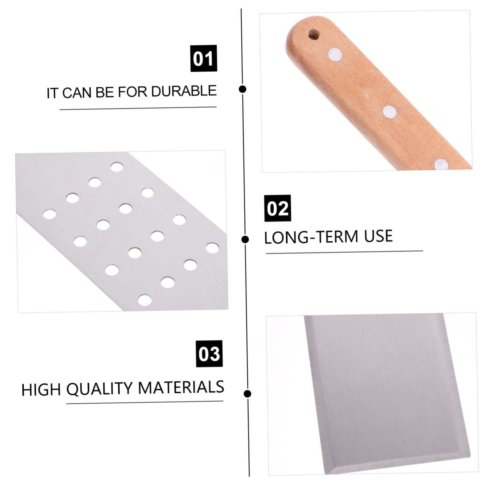 Set de 5 Spatules en Acier Inoxydable à Manche Bois Cuisine