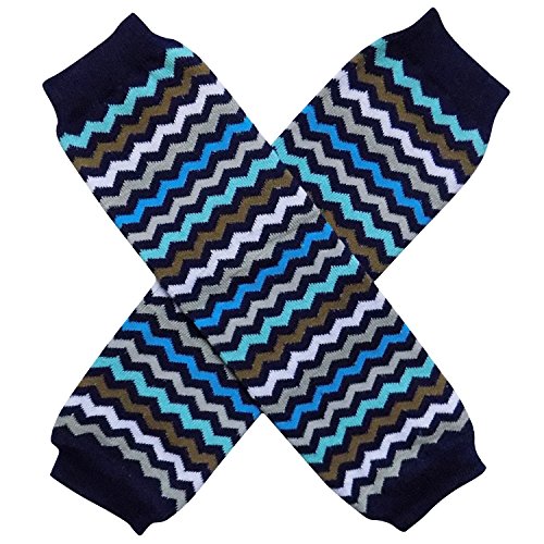 Chevron Zig Zag Stripe Leg Warmers - One Size - Baby, Toddler, Little Girls (Chevron Blue & Brown)