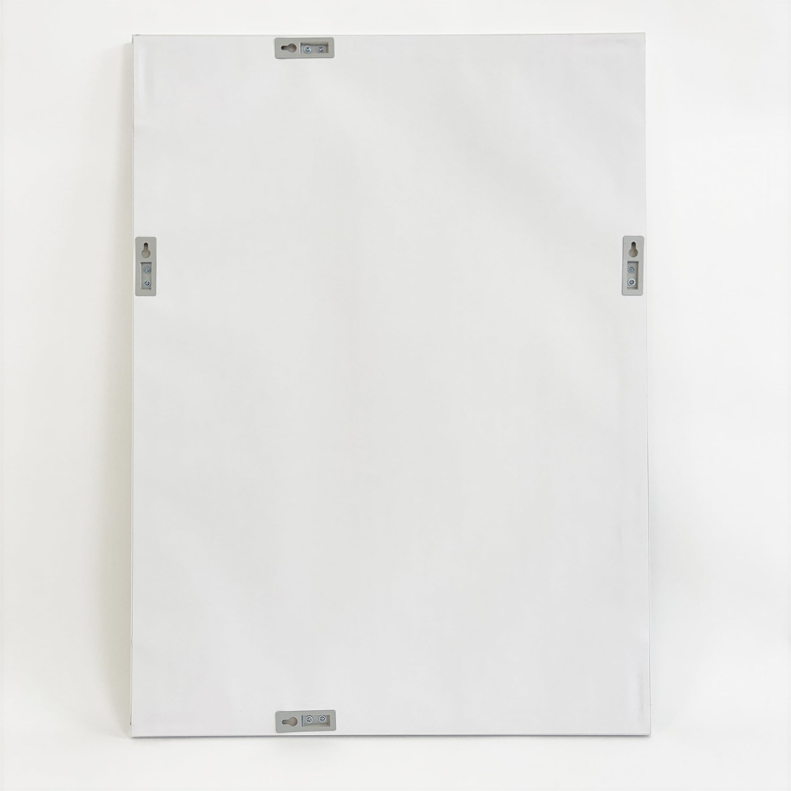 Espejo de pared rectangular con marco blanco con vetas de madera de 76x56cm | Espejo con marco de 35 mm de ancho. Ideal para dormitorio o recibidor. Preparado para colgar en horizontal o vertical