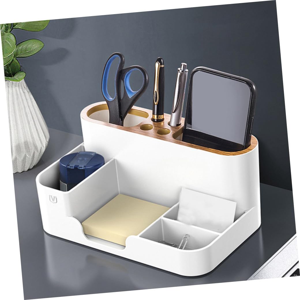 TEHAUX 2 Pezzi Scatola Porta Cancelleria Cestino Portaoggetti Portapenne Da Tavolo Organizzatore Piccolo Scrivania Per Portamatite Creativo Plastica Bianca