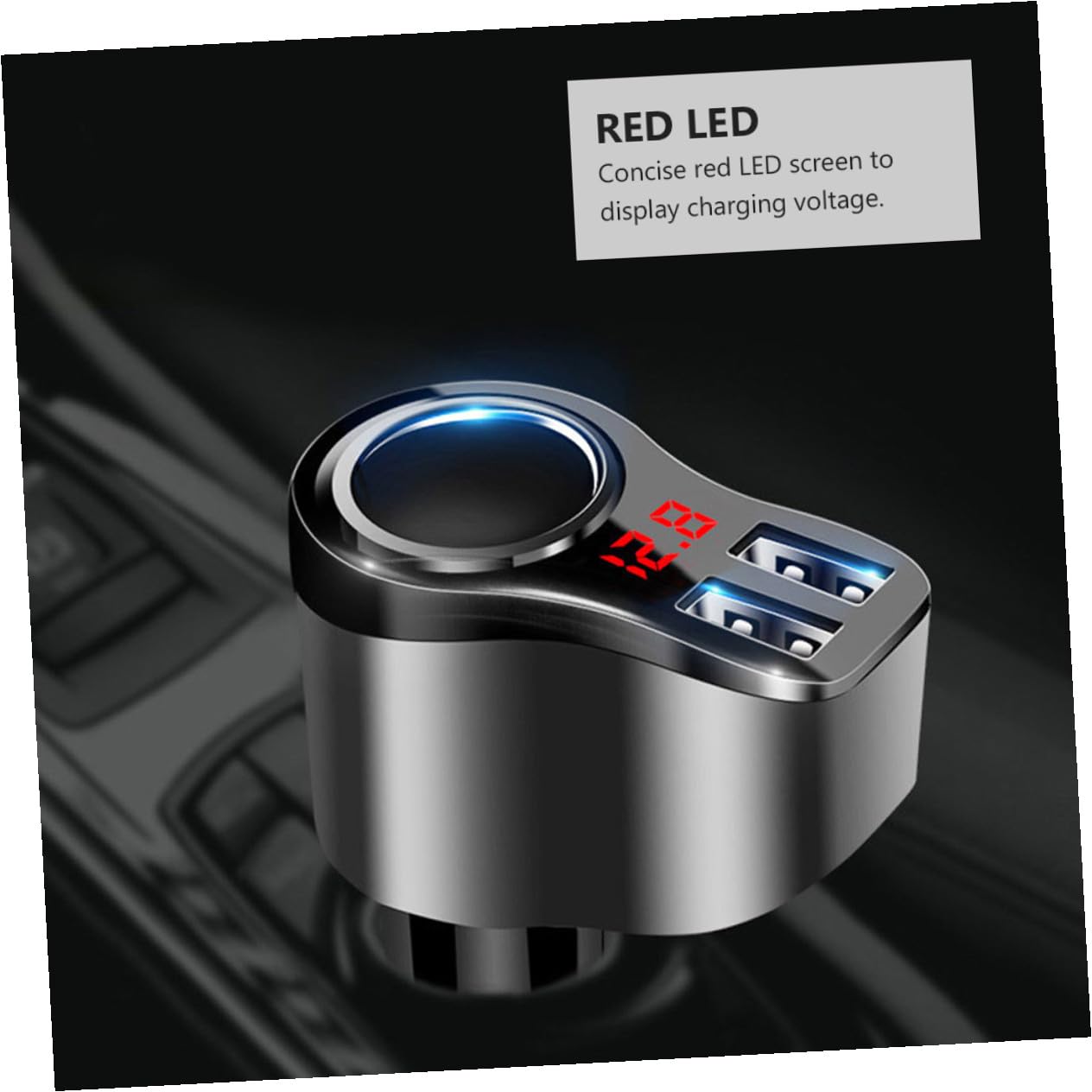 Cargador Rápido para Coche De Metal Cargador De Coche Pantalla Digital De Teléfono Móvil USB Dual para Viajes