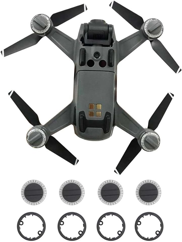 XtremeAmazing 4 Pack LED Motor Lamp Arm Light Cover Cap + Base Ring Kit Replace Part for DJI Spark RC Drone
