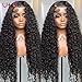 Utrue Hair Curly Wave Lace Front Wig 13x4 HD Transparent Lace Front Wigs Curly Wave Wet and Wavy Wigs Human Hair Brazilian Hair Pre Plucked with Baby Hair 150% Density(22 Inch)