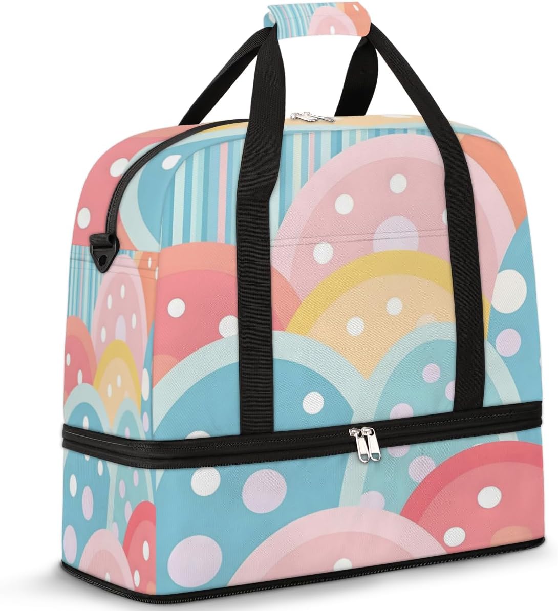 QsirBC Geometry Funny Style Gym Bag for Women Duffle Tote with Shoes Compartment Men Weekender Duffel for Dance Travel Sports Swimming Overnight