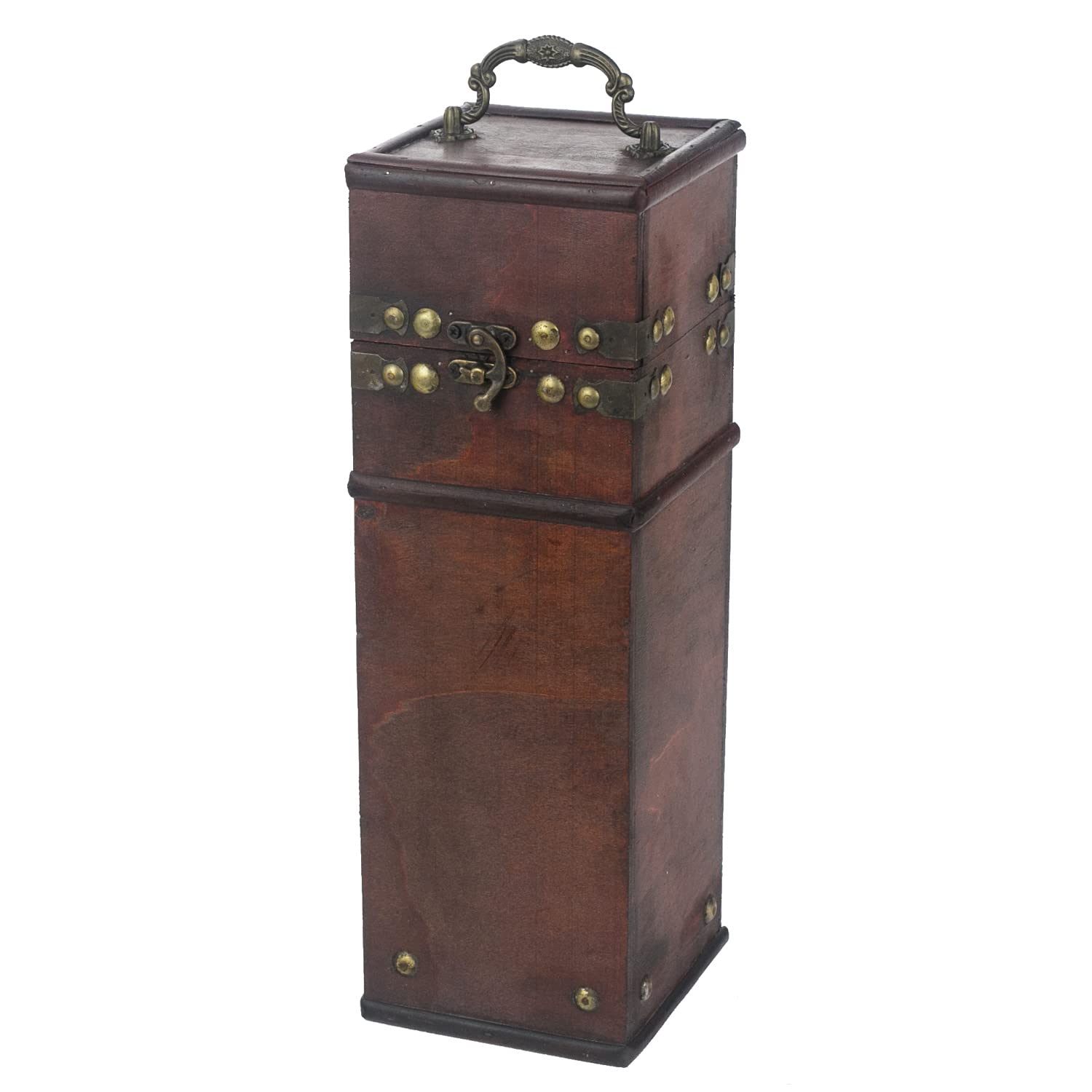 HMF Dekoracyjne drewniane pudełko prezentowe w stylu vintage z pokrywką | na 1 butelkę wina | format portretowy | Francja