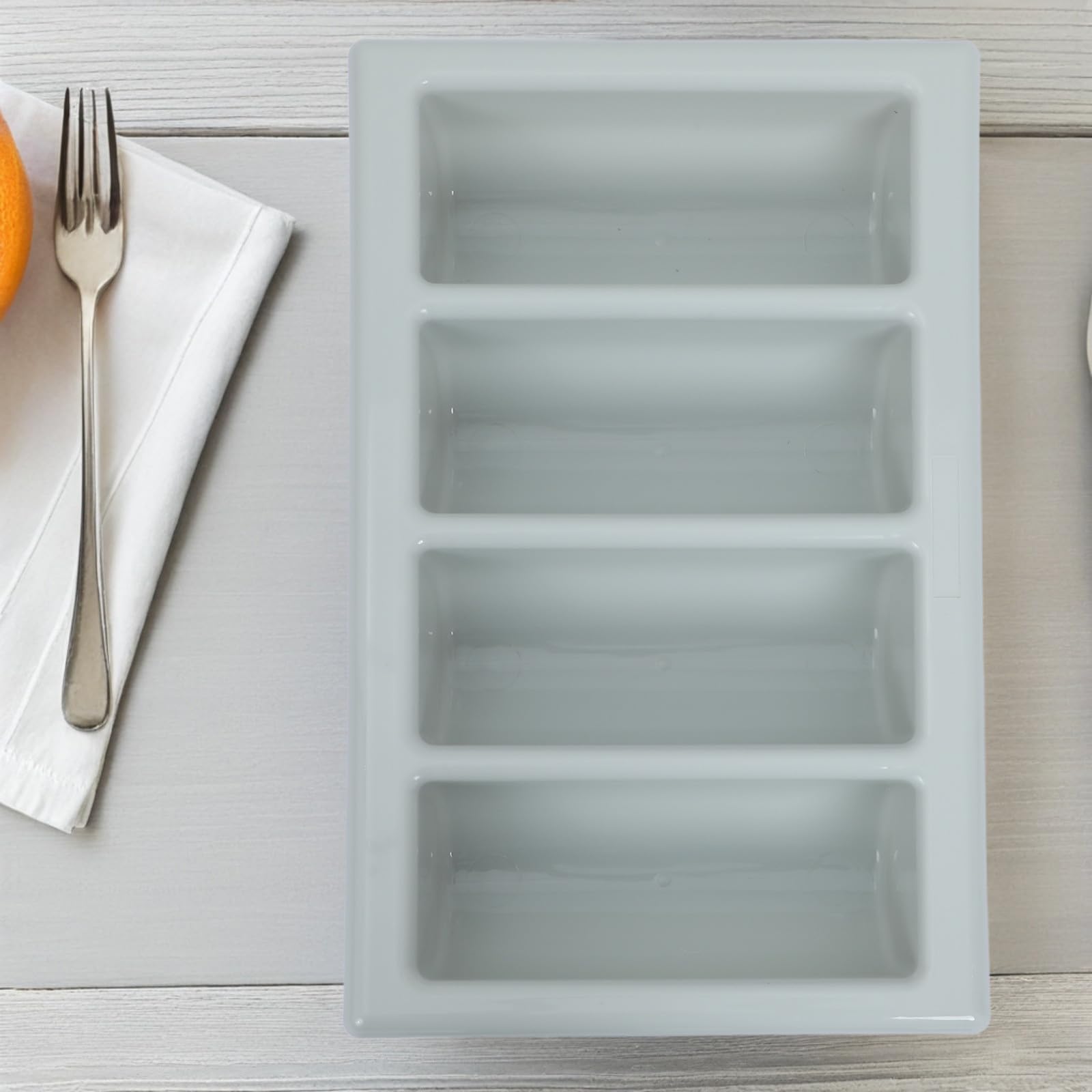 Caja de para Cubiertos con Tapa, Bandeja organizadora de Cubiertos con 4 Compartimentos para Utensilios de Cocina, Almacenamiento de (Tenedores,) para el hogar y restaurantes.