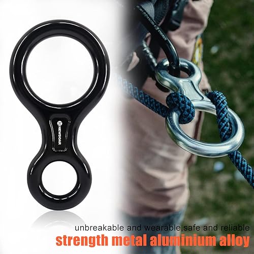 Vista 5 de NewDoar Equipo de escalada Equipo de descenso Placa de aparejo 40kN Rescate Figura 8 Descender con Oreja Grande Bent-Ear para Escalada Belaying