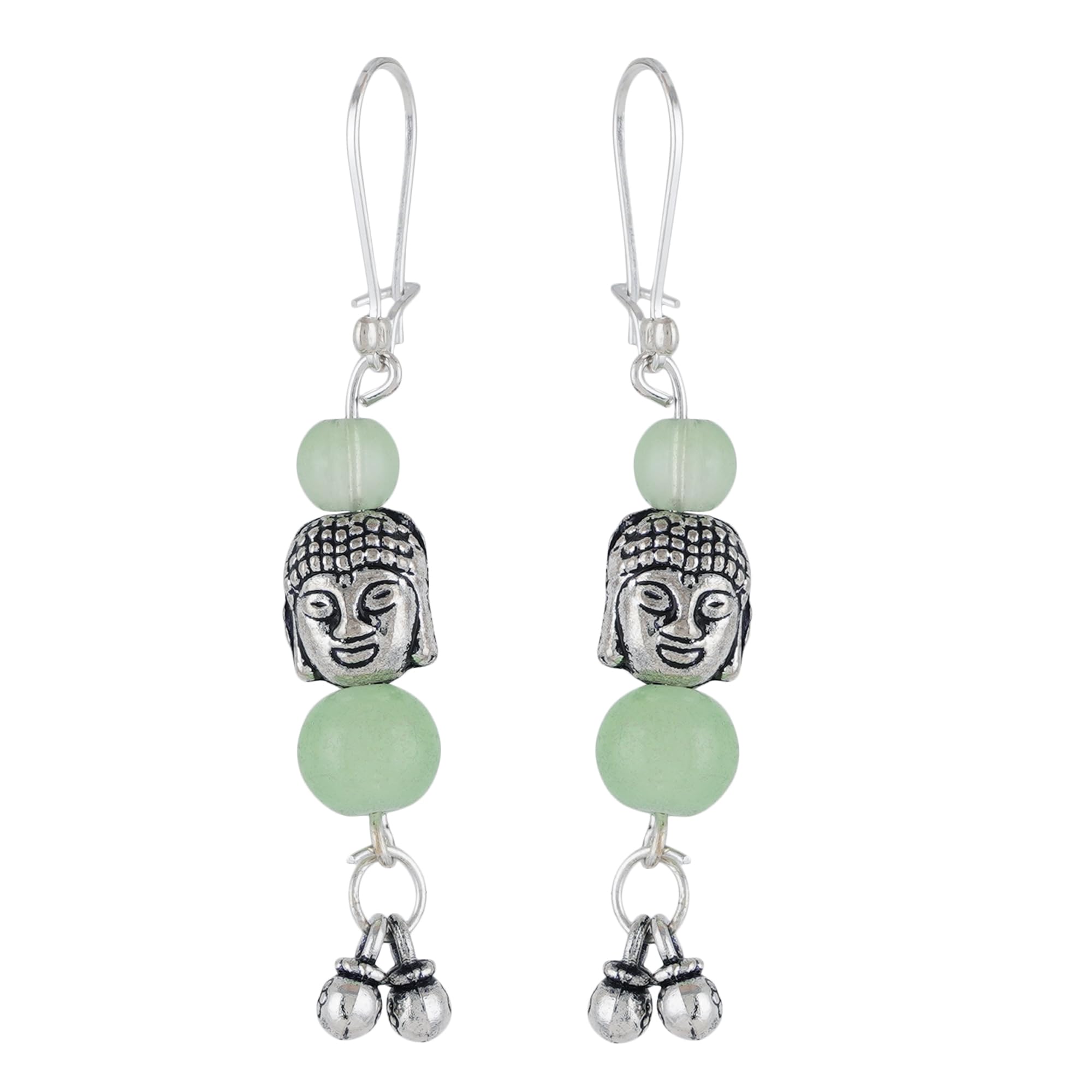Shreyadzines German Silver Plated Oxidised Buddha Faux Pearl Asthetic Tassel Designer Earring for Girls and Women