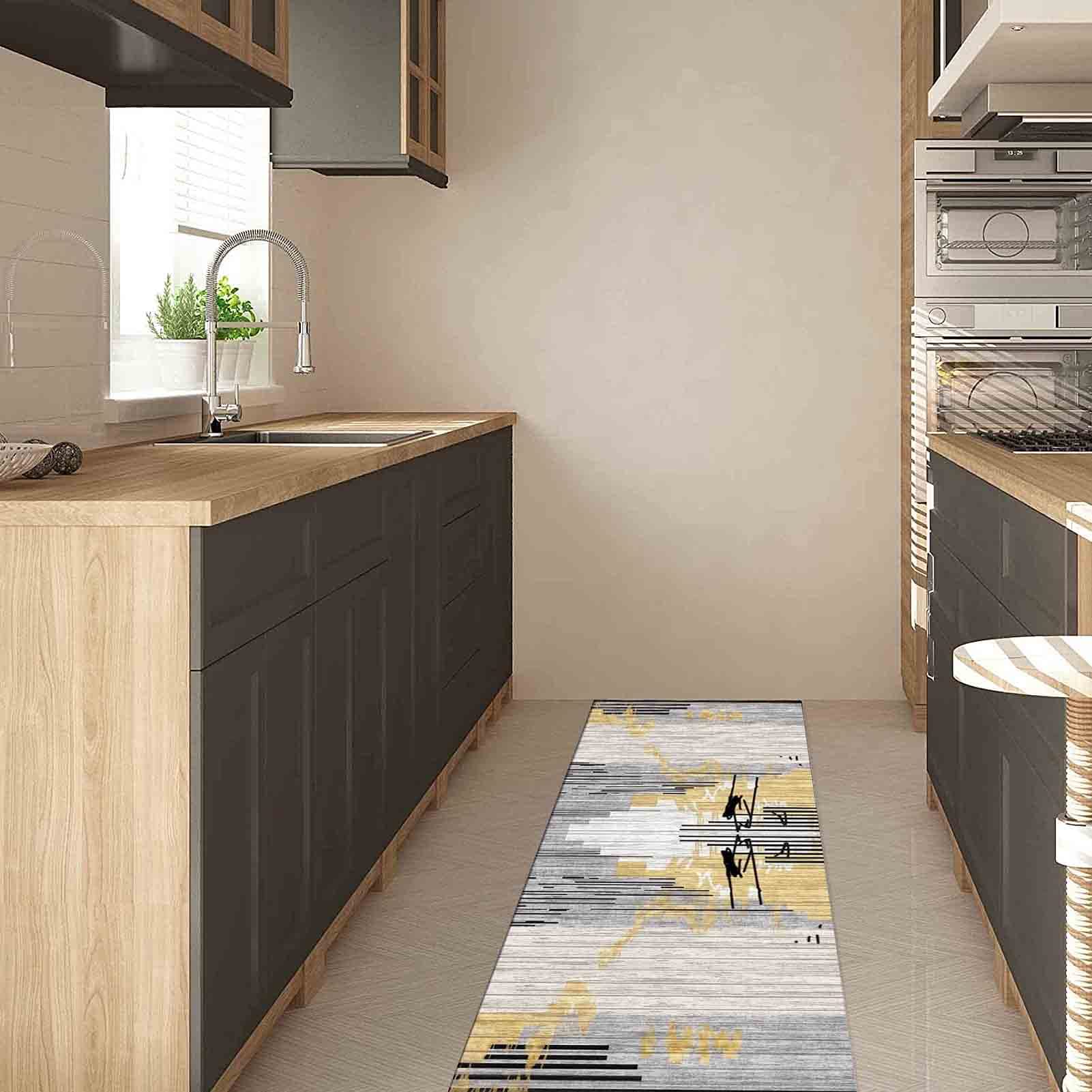 Tapis de couloir 80x200cm antidérapant au design soigné pour entrée de maison