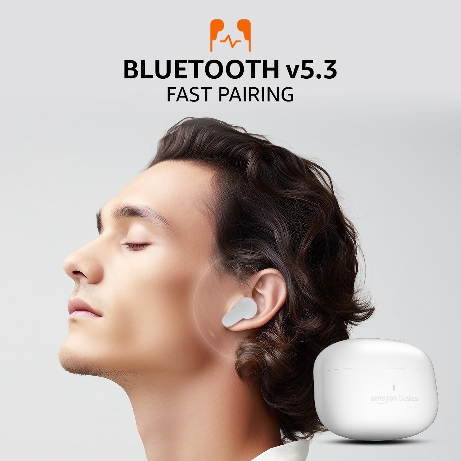amazon basics TWS in-Ear Earbuds (P80) with Fast Charging up to 80 Hours of Playtime | Dual 12mm Driver | IPX4 Water-Resistance | Bluetooth 5.3 | Quad Mic with ENC | Touch Control (White) 3