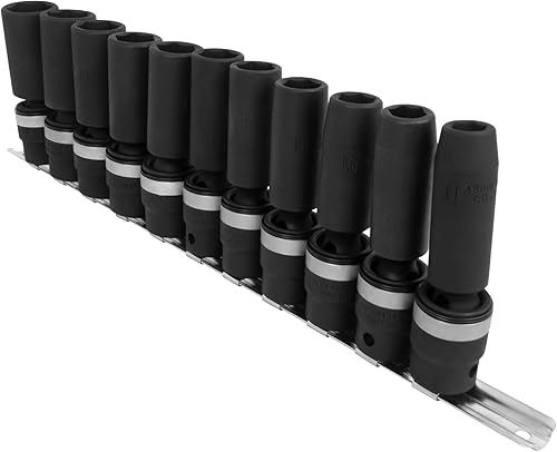 Miniatura 3 de Genius Tools Juego de llaves de vaso de impacto giratorias profundas de 1/2" Dr. TG-411MD de 11 piezas