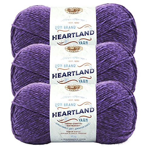 Image of Lion Brand Yarn Heartland Yarn, Worsted-Weight Yarn for Knitting, Crocheting, and Crafting, 3 Pack, Hot Springs