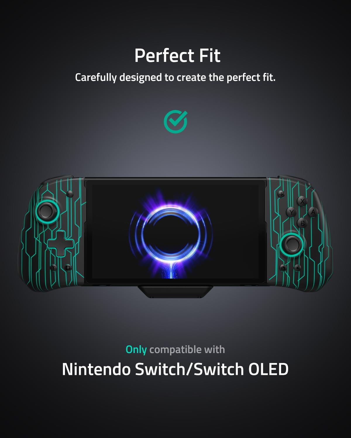 PALPOW Controller Switch luminoso – Compatibile con Nintendo Switch/OLED, design Luminpad ergonomico, Joypad monoblocco, RGB, Turbo, Mapping – Nero Meccanico Cyber