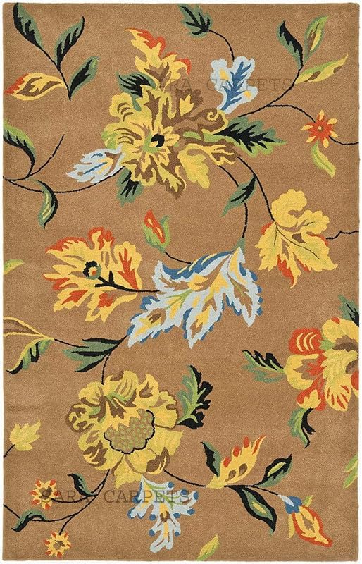 Image of Modern Abstract Hand Tufted Wool Floor Carpet for Home decore Living Room|Home and Bedroom & Hall 7x10 feet (210 x 300cm) Brown H35