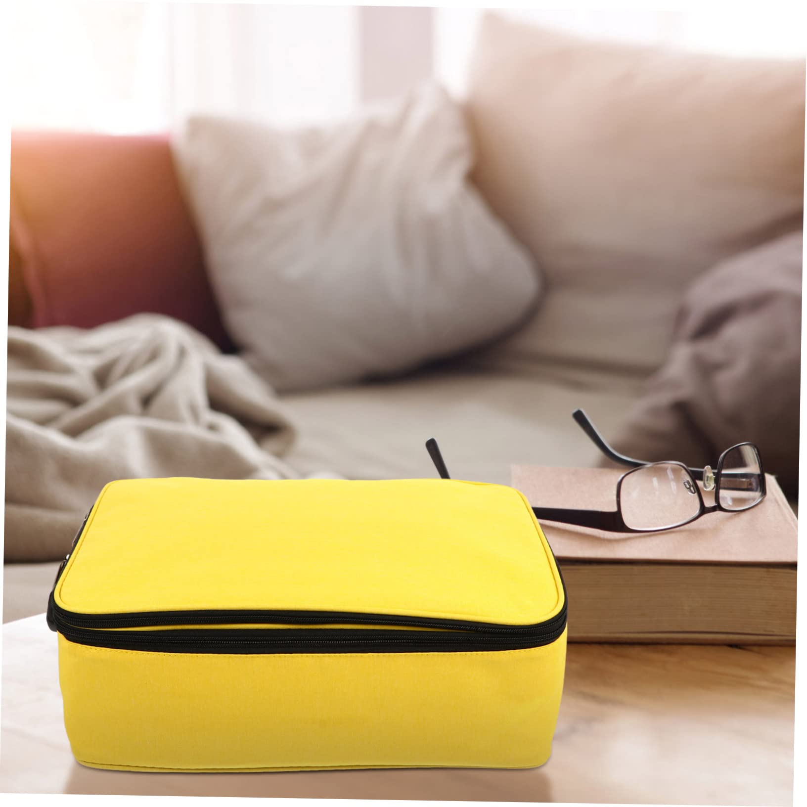 COLLBATH Pochette Portadocumenti Grande Capacità con Doppia Zip e Lucchetto | Tessuto Cationico, e Facile da Sollevare, Gialla, per Viaggio D'affari