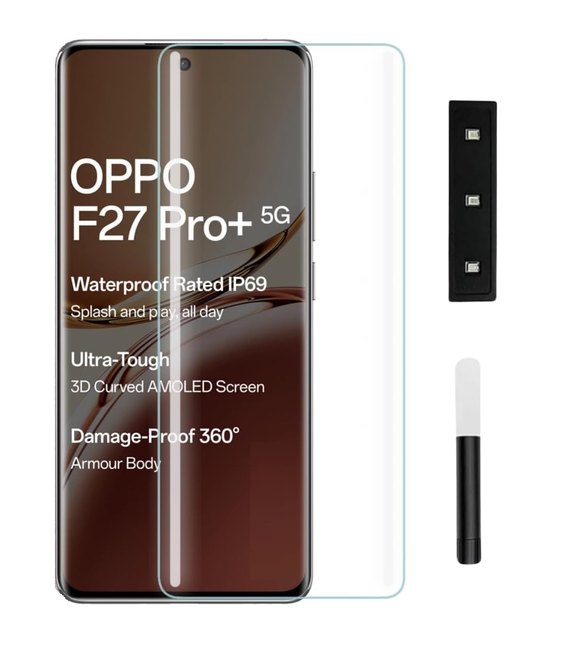 JGD PRODUCTS Adavnced Glue UV Curved Tempered Glass for Oppo F27 Pro, F27 Pro Plus 5G | With HD clearity full curved edge protection and Installation Kit-picture-34