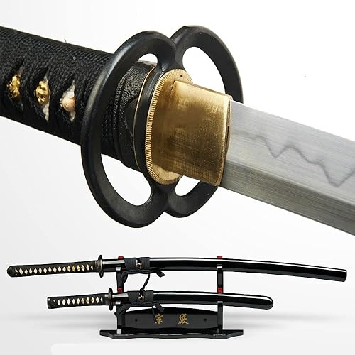 Daisho - Juego de espadas T10 de arcilla templada hecha a mano samurái Katana Wakizashi